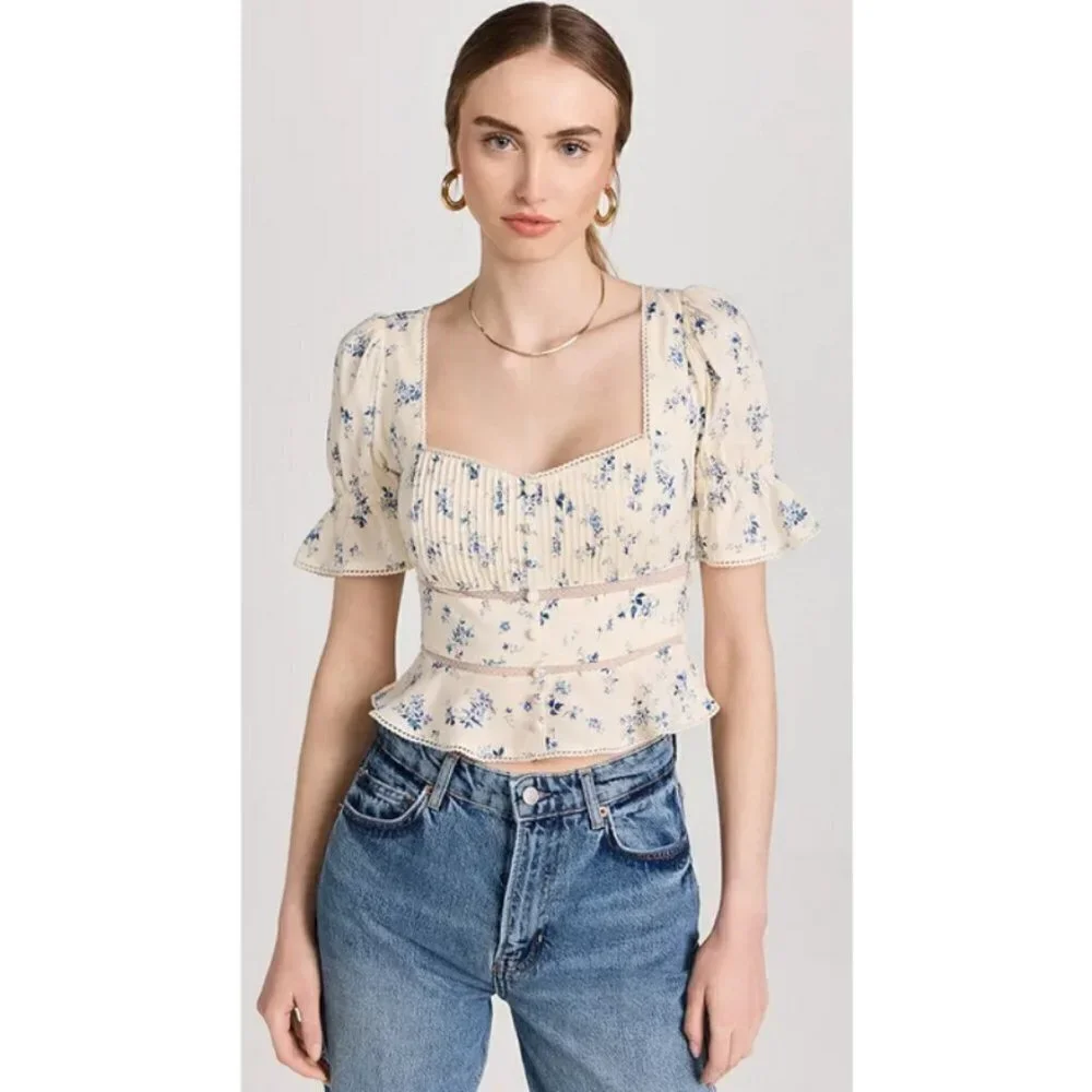💕REFORMATION💕 Daphne Top ~ Orlaya Floral Print 10 NWT